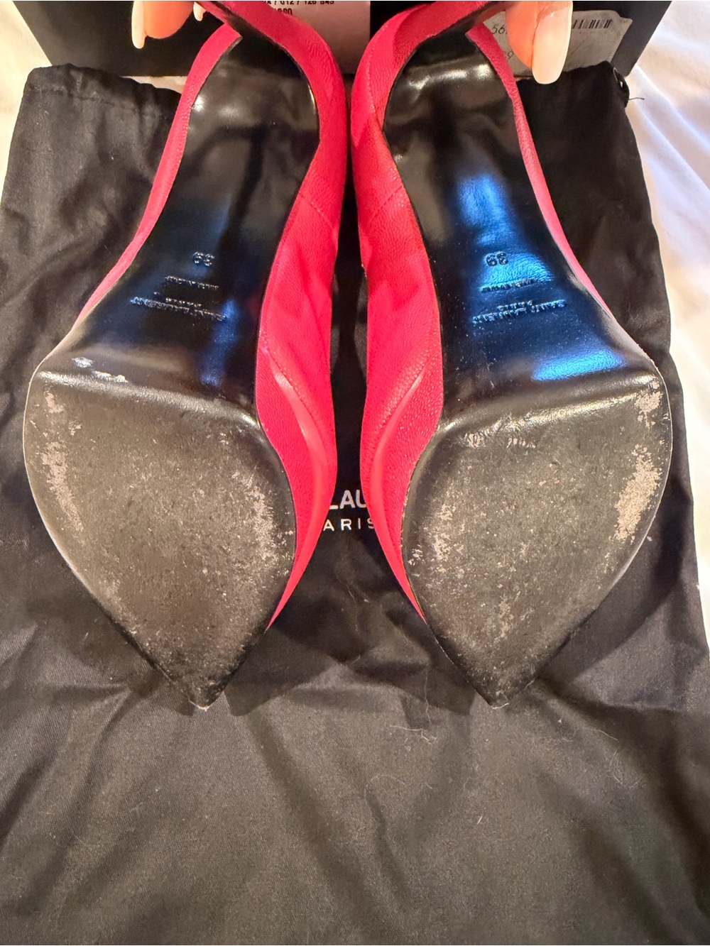 Saint Laurent Hot Pink Leather Platform Pumps - Picture 6 of 7